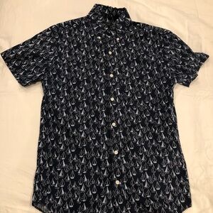 J. Crew Sailboat Pattern Short Sleeve Button Down